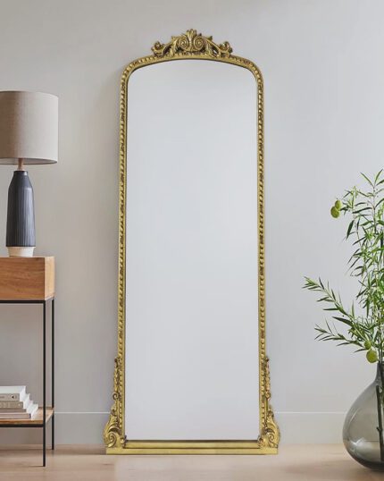 Golden Wooden Floor Mirror